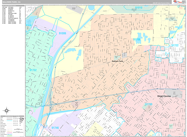 Baldwin Park Map Premium Style